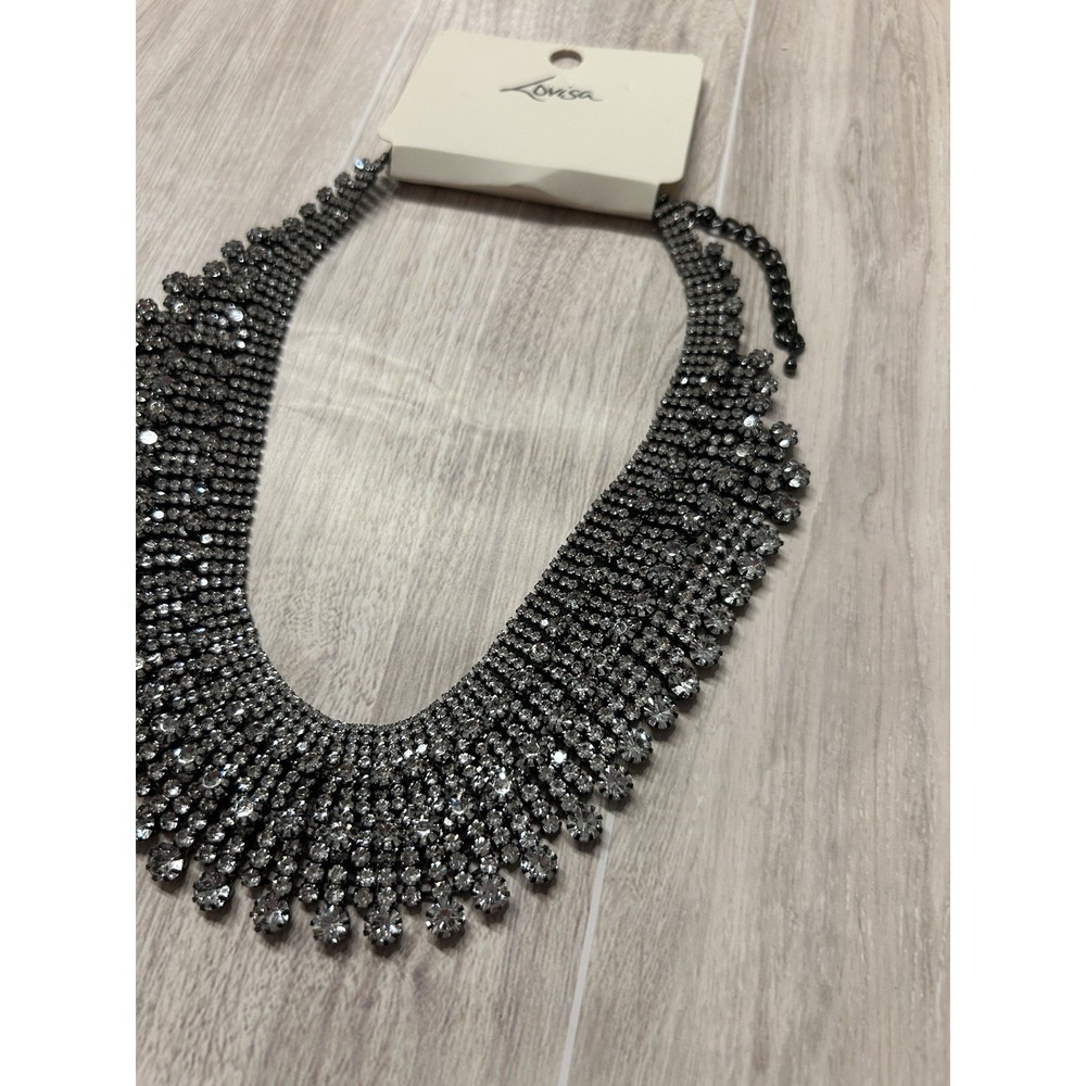 Lovisa Crystal Statement Bib Necklace Silver Tone Rhinestone Collar New With Tag